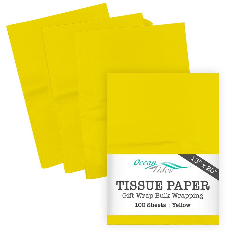 Ocean Tides 100 Sheets (14 x 20 Inches) Christmas Wrapping Paper â€“ Gift Wrapping Tissue Paper Bulk for Crafts, Birthdays, & Holidays â€“ Colored Tissue Papers for Gift Bags & Decorations, Yellow - Image 1